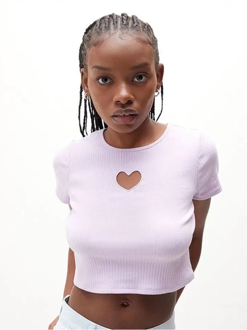 PacSun Purple Heart Cutout Cropped baby tee - SIZE XS